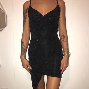 Almost Famous Black and Silver asymmetrical dress